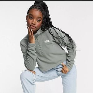 The North Face 100 Glacier 1/4 zip cropped fleece in khaki